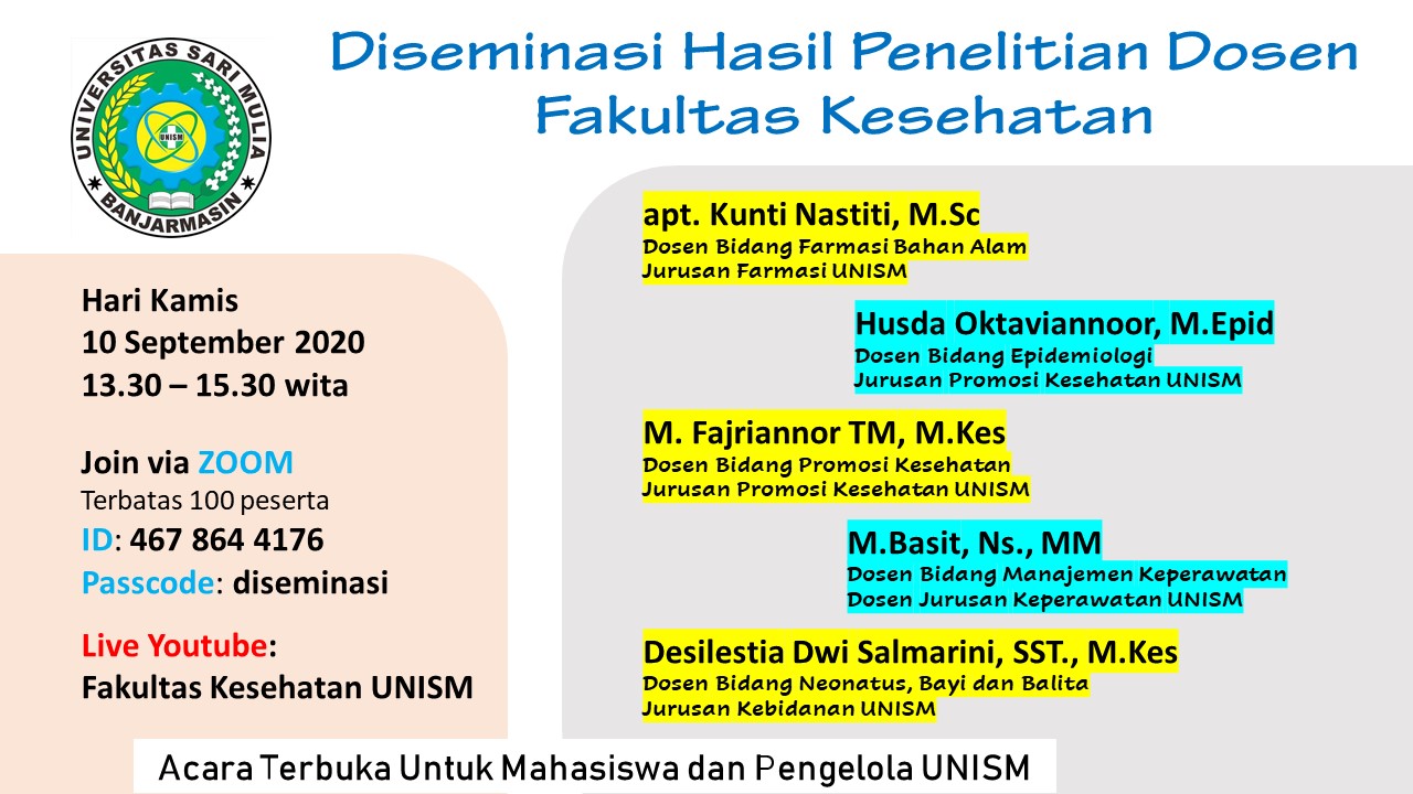 Diseminasi Hasil Penelitian Dosen Fakultas Kesehatan Unism Fakultas